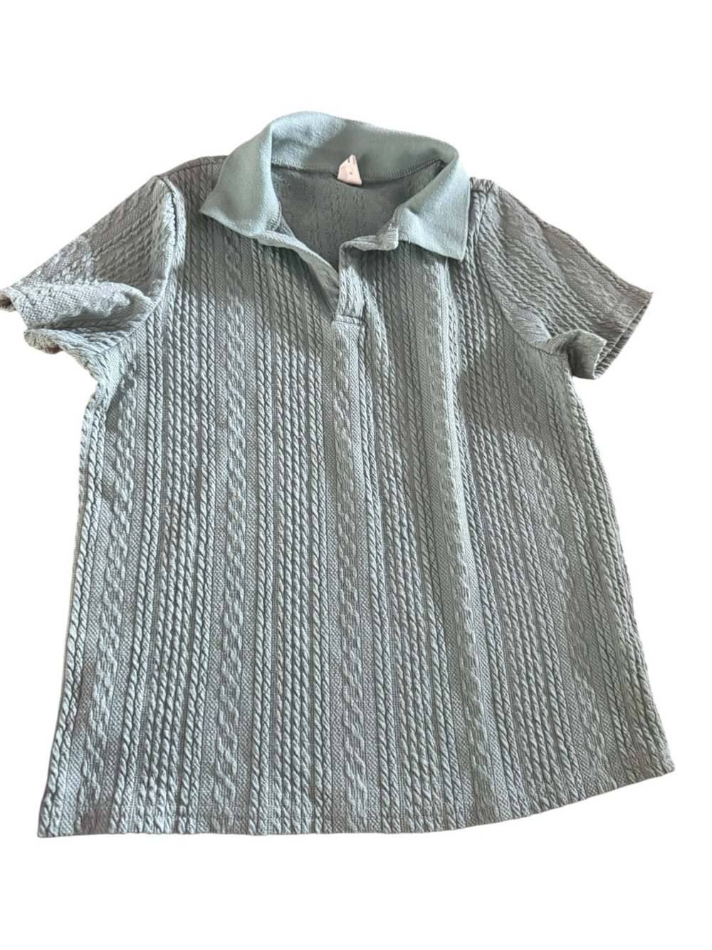 SHEIN Sage Textured Knit Polo Top 7Y